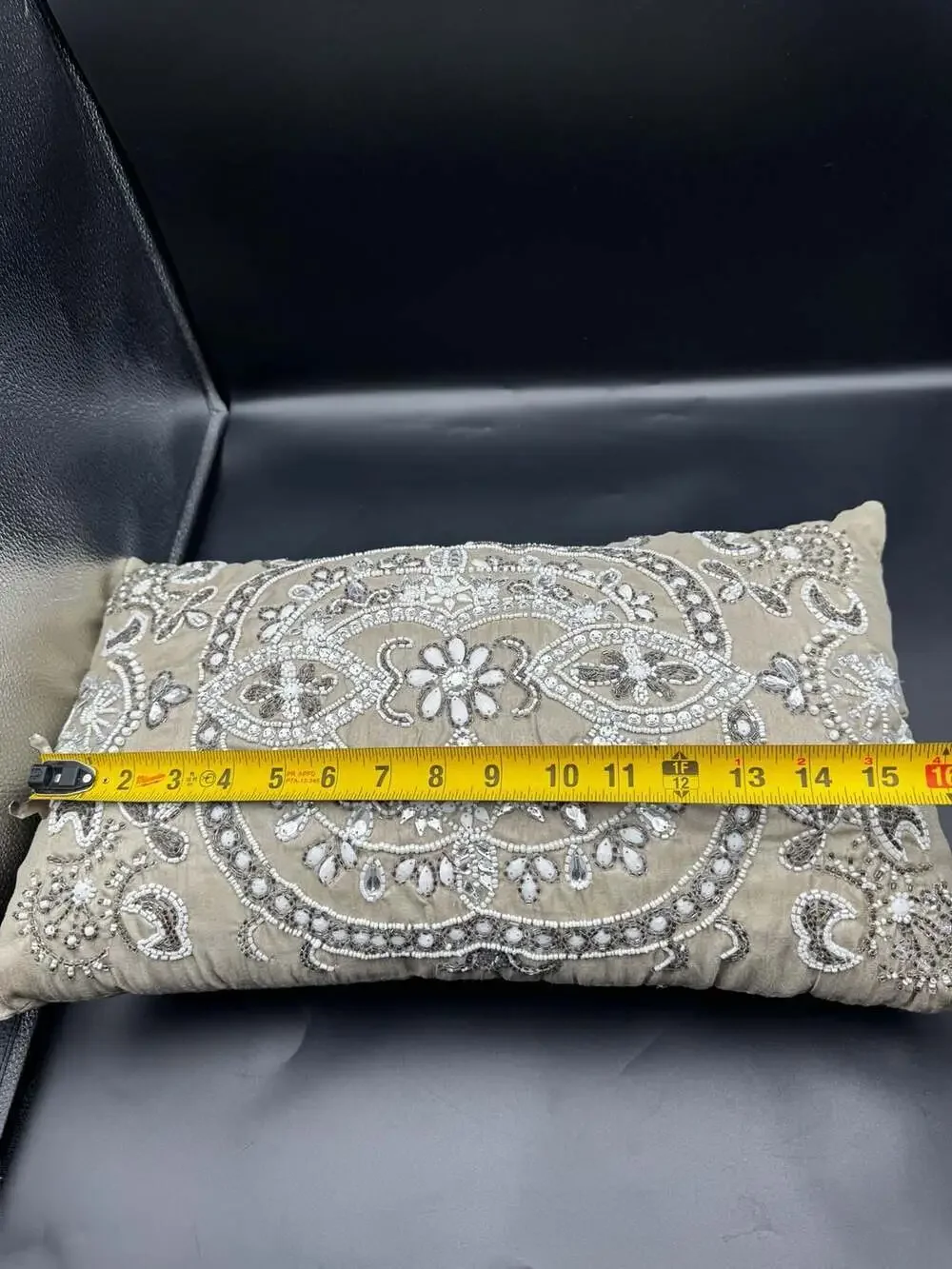 Pier 1 Imports Beaded and Sequined Lumbar Decorative Pillow 15x9